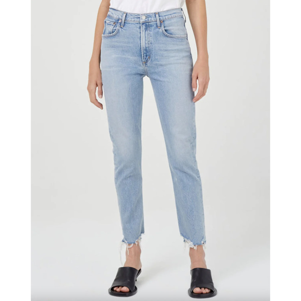 NWT Agolde Cotton Blend Mid Wash Merrel Mid Rise Straight Jeans • Size 25 🗣